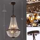 Wellmet 6 Lights French Empire Crystal Chandelier 13 Inch Farmhouse Chandeliers Lighting, Antique Bronze Adjustable Ceiling Pendant Light Fixture for Dining Living Room Bedroom Bathroom Foyer
