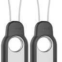 2 Pack Compatible with Samsung Galaxy Smart Tag 2 Case TUDIOW Secure Holder with Wire Cable Lock for Smart Tag 2 Anti-Lost Protective Cover for Samsung Galaxy SmartTag 2 (Black+Black)