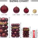 KI Store Burgundy Christmas Balls 34pcs 2.36-Inch Christmas Tree Decoration Ornaments for Xmas Tree Holiday Wreath Garland Decor Ornaments Hooks Included