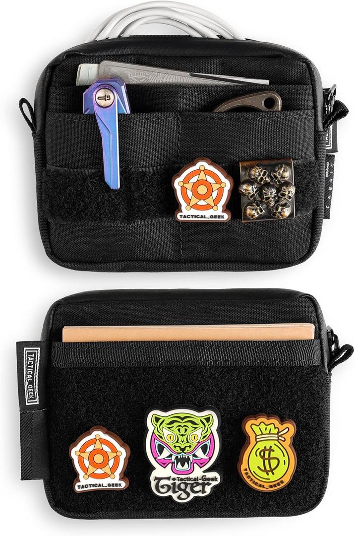 TACTICAL_GEEK Storage A3 EDC Pouch Organizer, Nylon Multi-Functional Utility Small Tool Pocket, Multi-Purpose Molle EDC Gadget Storage Pouch, Nylon Compact Organizer for Daily Carry Black