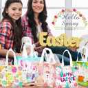 PARSUP 24PCS Happy Easter Egg Hunt Bags, Assorted Sizes, Easter Bunny Carrot Chick Egg Treat Bag with Handles, Non-Woven Gifts Wrapping, Egg Hunt, Spring Party Supplies