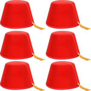 SATINIOR Red Turkish Fez Felt Hat Bulk Men Women Christmas Cosplay Costume Greece Moroccan Traditional