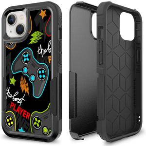 Case for iPhone 13, Gaming Controller Video Game Player Pattern Shock-Absorption Hard PC and Inner Silicone Hybrid Dual Layer Armor Defender Case for iPhone 13 (6.1 inch)