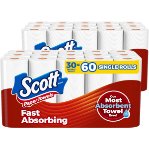 Scott Paper Towels, Choose-A-Sheet, 30 Double Rolls (2 Packs of 15) = 60 Regular Rolls (100 Sheets Per Roll)