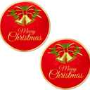 40 Merry Christmas Stickers, 2 Inch Big Round Glossy Labels, Great for Holiday Season Gifts, Gift Bag, Cards, Envelopes, Boxes, Tags, and Supplies. Made in USA