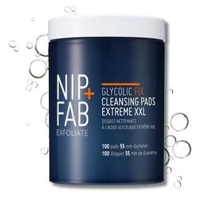 Nip + Fab Glycolic Fix Night Pads Extreme XXL (100 Count) – 5% Glycolic Acid Exfoliating Face Pads with Salicylic Acid – Resurfacing AHA BHA Chemical Peel for Blemishes & Texture