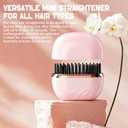 Mini Straightener Brush, Rechargeable Portable Hair Straightener Brush, 3-Speed Temperature Control, Anti-Scald Shell, Lightweight and Portable for Home Travel Gift (Pink)
