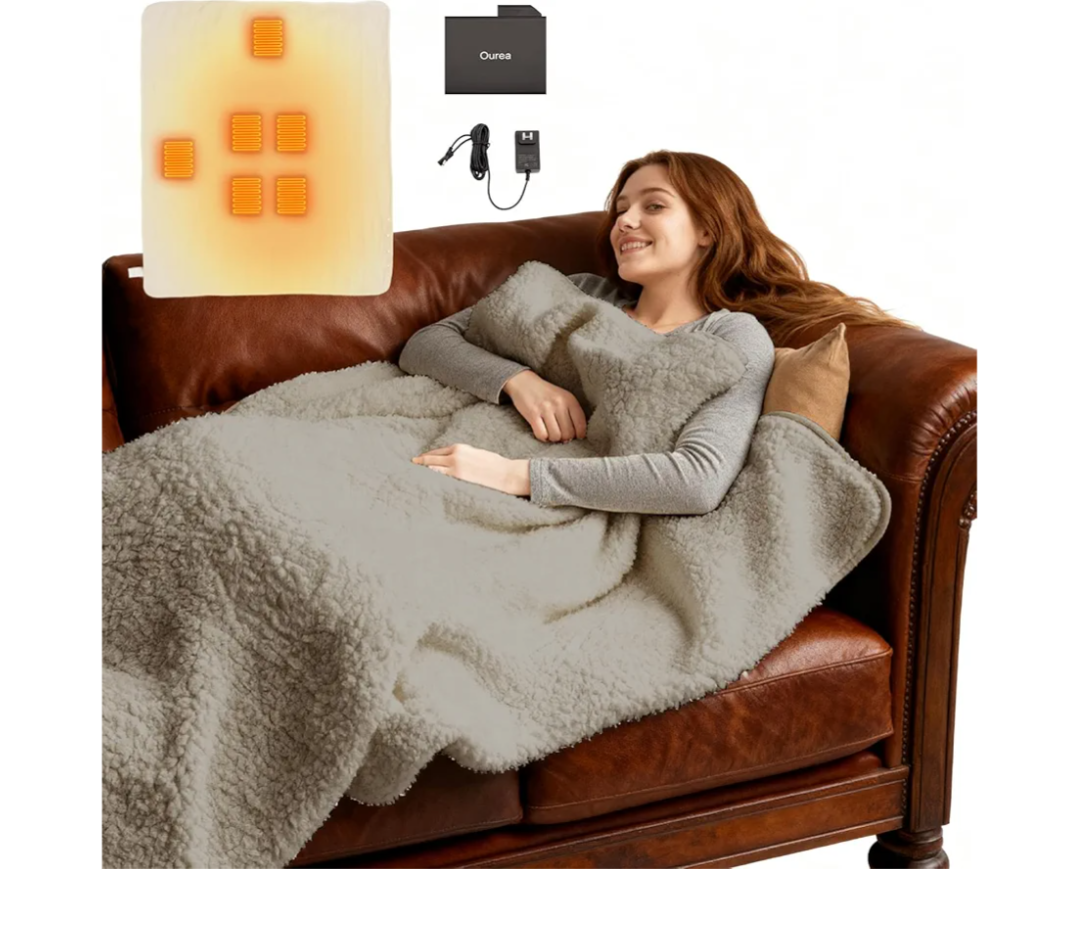 Ourea Portable Blanket, Cordless Heating Blanket for Indoor Outdoor Use, Soft Warm Cozy Gift for Family
