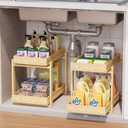Bamboo Wood Under Sink Organizer 2 Pack, Pull Out Cabinet Organizer 2 Tier Under Sink Organizers and Storage with Sliding Drawer Sturdy Easy Assembly for Kitchen Bathroom Undersink, Natural