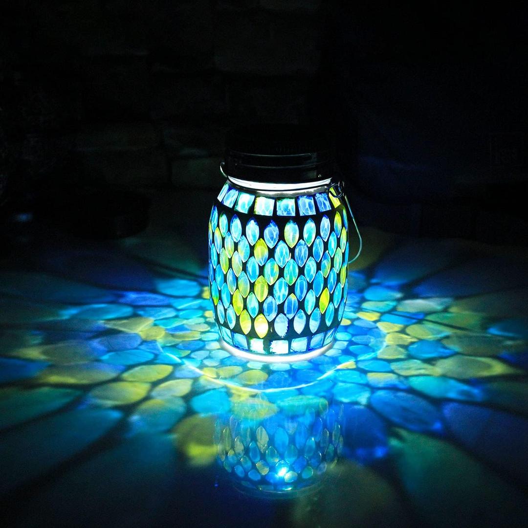 Mosaic Lights Solar Outdoor Hanging Lanterns, Garden Decor Christmas Gifts for Women Mom Grandma Halloween Decor Lights, Outdoor Waterproof Lights, Garden,Patio,Pathway & Yard Dcor