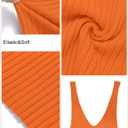 MEROKEETY Womens Summer Bodycon Knit Midi Dress 2026 Spring Beach Vacation V Neck Casual Sleeveless Ribbed Sweater Dresses (Orange, S)