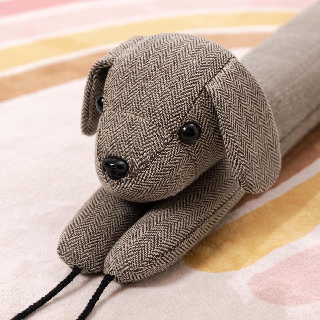 habibee Door Draft Stopper for Bottom of Door 36 inch, Avoid Noise or Cold Air, Decorative Wind Blocker for Window, Cute Animal Soundproof with Hanging Loops for Sweet Home Decor Coffee Dog