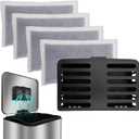 Activated Charcoal Odor Absorbing Filter Refill Deodorizer Compatible with iTouchless Trash Cans 8 Gallon and Larger (4 Large Filters+ 1 Compartment) (Black)