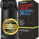 Airpot Coffee Dispenser With Pump, Black - 12 Hours Hot Water Dispenser with Pump, 36 Hours Cold - Coffee Thermal Carafe for Hot Drinks, Tea Flask for Beverages -Large Carafe w/ One-Handed Dispensing