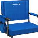 VIVOHOME Stadium Seat with Back Support and Cushion, Portable Bleacher Chair with Cup Holder and Shoulder Strap, Comfortable for Various Sports Events (Blue)