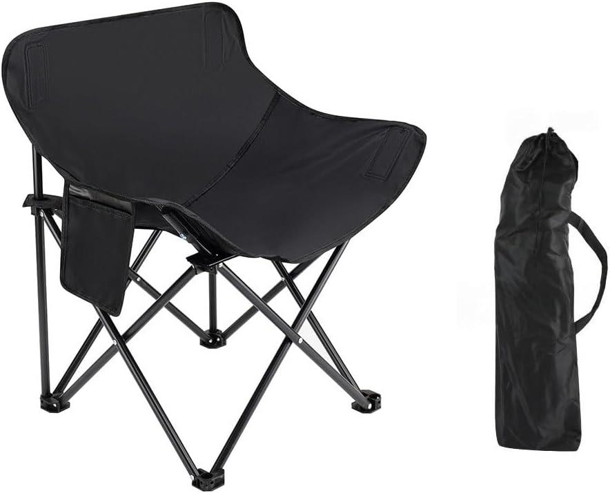 Camping Moon Folding Portable Chair for Adults, Lightweight 2.3 Lb, 330 Lb Capacity, Side Pocket, 1-Second Setup, with Carry Bag, Black (1), 27.2 x 17.7 x 17.7 inches