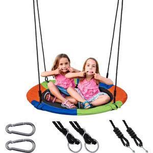 Sunnyglade 40 Inch Kids Saucer Tree Swing Set 600D Heavy-Duty Oxford Fabric Platform Swing Seat with Steel Frame & Carabiner Support 550 lb