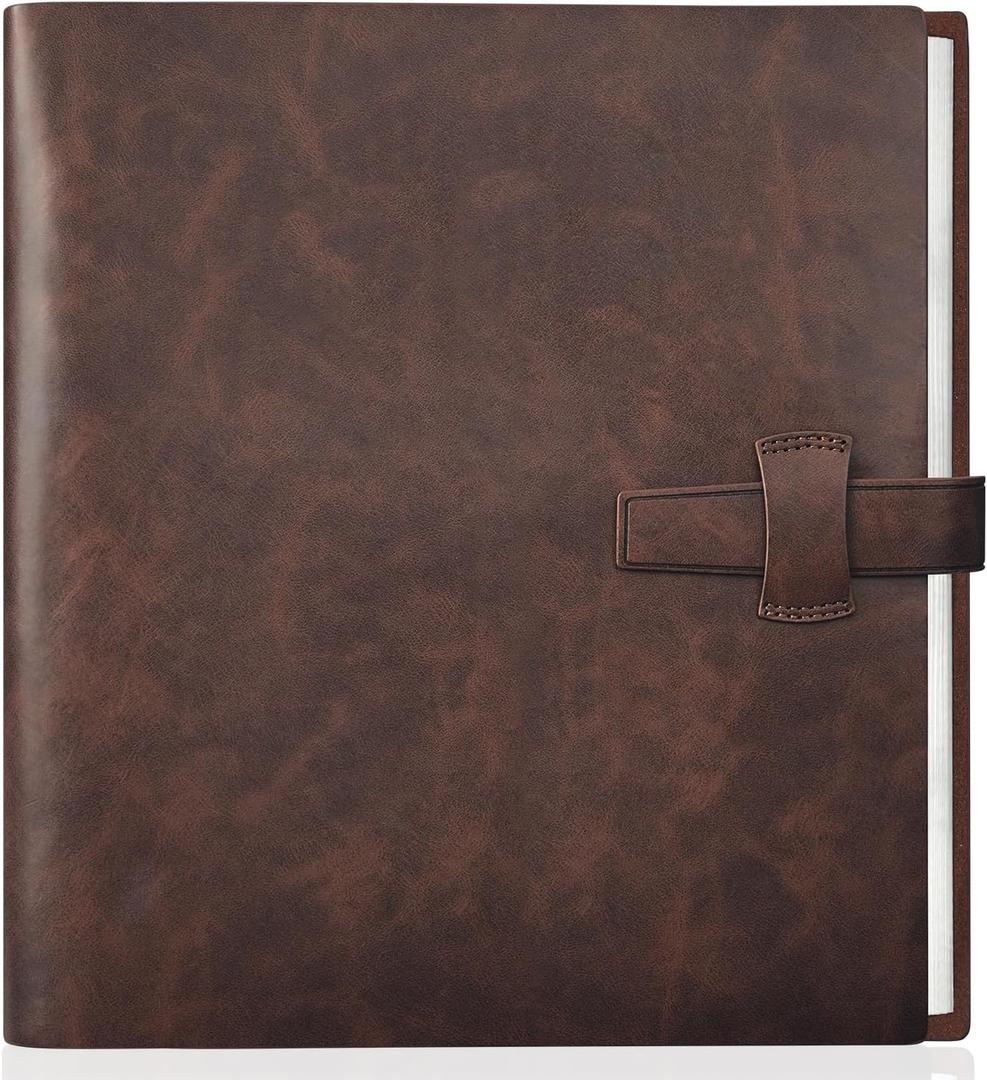 Artmag Photo Album 8x10 100 Photos, Thick Leather Cover Picture Album with 20 PCS Kraft Writing Paper Holds 100 Horizontal Photos for Family Wedding Anniversary (Brown)