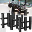 Shappy 3 Pcs Fishing Rod Holder Bracket Tube 3 Rod Rack Wall Mounted 10.63 Inch Fishing Pole Holders for Boats with Screws Nuts Side Mount for Boat Truck Kayak Garage (Black)
