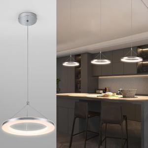 CHYING Pendant Light Modern LED Pendant Lighting 15W 3000K Contemporary Silver Circle Hanging Light Fixture for Kitchen Island Dining Room Bedroom Foyer (1 Ring Warm White 3000k)