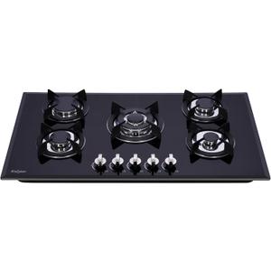 36 Inch Gas Cooktop, Tempered Glass 5 Burners Stovetop Built-in Dual Fuel Gas Stove Top NG/LPG Convertible Gas Cooktop