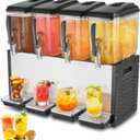 VEVOR Commercial Beverage Dispenser, 4 Tanks 12 L / 12.7 QT Per Tank Juice Dispenser, 510W Stainless Steel Ice Tea Drink Machine with 45F-54F Cooling Temperature, for Cold Drink Restaurant Bar Party