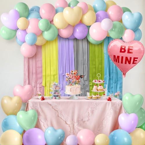 KatchOn, Pastel Easter Decorations Set-Huge,Pack of 50 | Easter Balloons Garland, Conversation Hearts Decorations, Heart Balloons | Valentines Day Decorations | Pastel Paper Streamers for Easter Décor