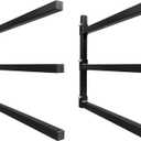 3-Tiered Collapsible Wall Mount Lumber Storage Metal Rack, 3-Level Foldable Heavy Duty Indoor Garage Wood organizer, Outdoor Adjustable Steel Multipurpose Workshop Shelf, Holds up to 330Lbs