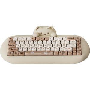 YUNZII C68 Wireless Mechanical Keyboard,65% Layout,Hot Swap,Triple Mode BT5.0/2.4G/Wired, RGB Backlit NKRO,Cute Cat Silicone Ergonomic Design for Win/Mac(Brown, Cocoa Cream V2 Switch)