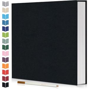 Photo Album Self Adhesive Scrapbook,60 Pages Large Photo Book for 4x6,5x7,8x10 Pictures,DIY Album for Baby Wedding Family Travel Birthday,with Metallic Pen and Scraper (Black)