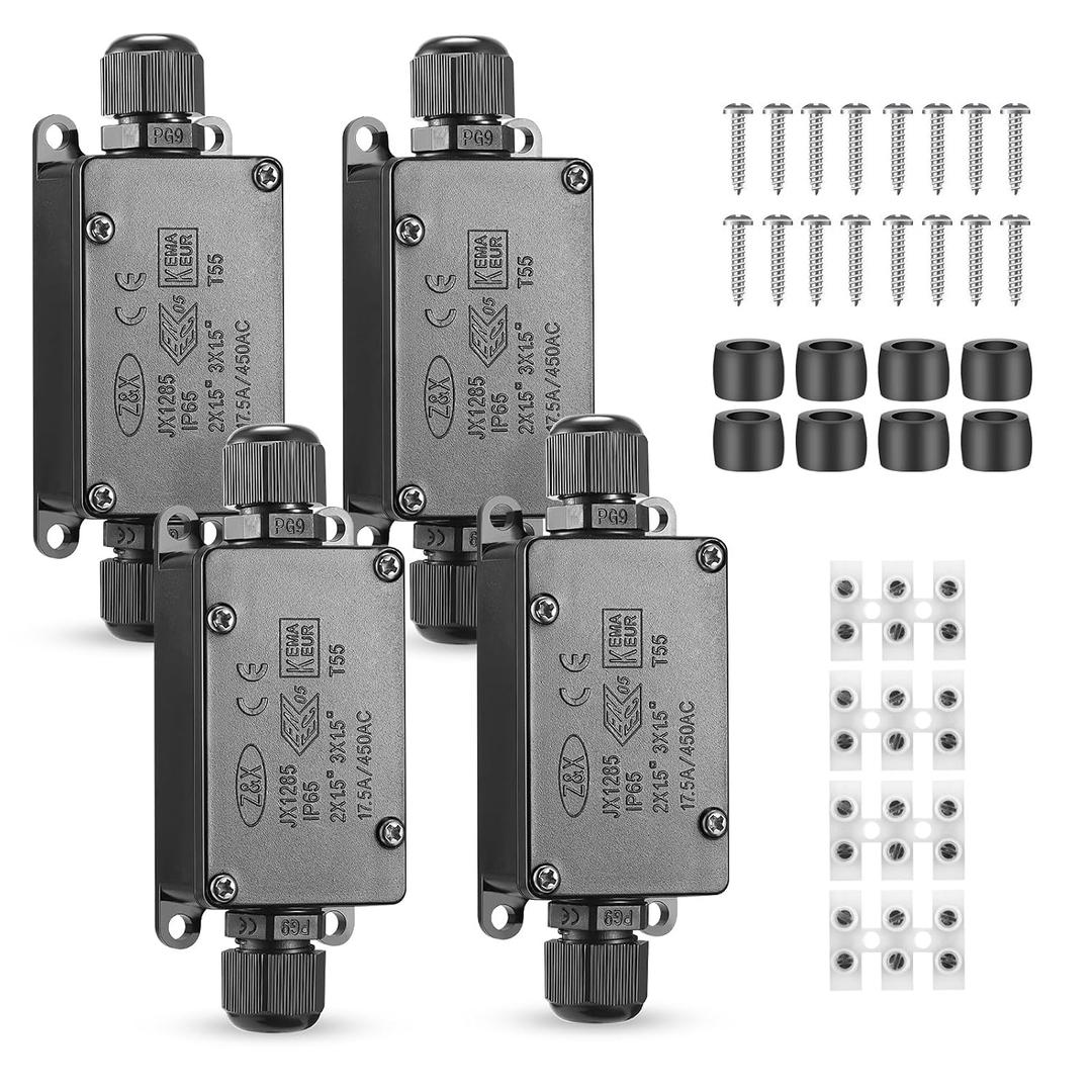 Junction Box - 4 Pack IP65 Waterproof 2 Way PG9 Electrical Junction Box Electrical Boxes Project Enclosure Underground Cable Line Wires Power Cord Connector Protection