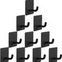 Bath Towel Hooks - 10 Pack Strong Self Adhesive Coat/Clothes Hooks, No Drilling Sticky Hooks, Heavy Duty 304 Stainless Steel Shower Wall Hook for Bathroom Kitchen Bedroom(Matte Black)