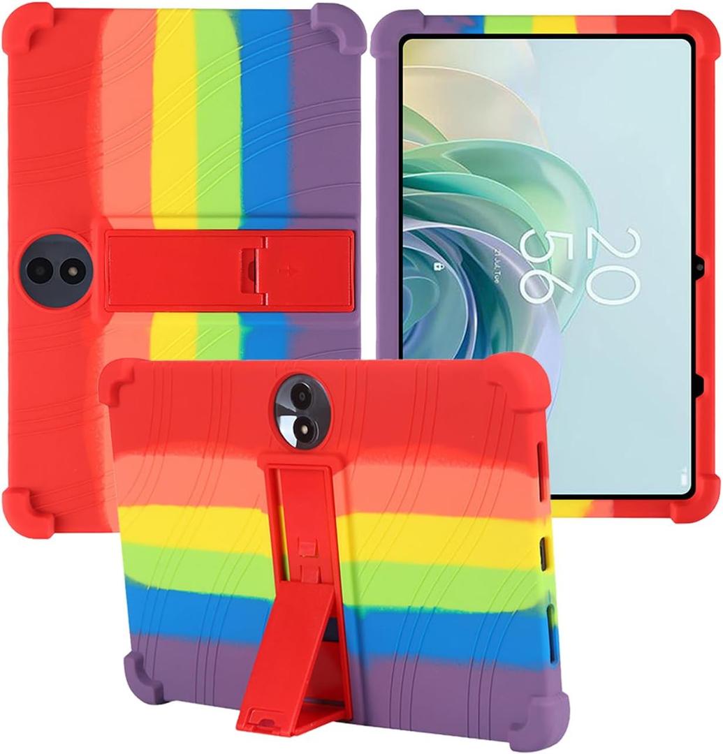 for TCL TAB 11 Gen2 Tablet 11 Inch Android 14 Tablets Case,BOVUGAC Soft Silicone Adjustable Stand Shockproof Kids Friendly for TAB 11 Gen2 11"(Rainbow)