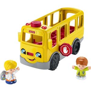 Fisher-Price Little People Musical Toddler Toy Sit with Me School Bus with Lights Sounds & 2 Figures for Pretend Play Kids Ages 1+ Years