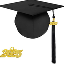 Unisex Matte Graduation Cap with 2025 Year Charm for Adult Middle High School and Bachelor