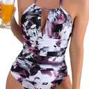 B2prity Women's Slimming One Piece Swimsuits Tummy Control Bathing Suit Halter Swimwear for Big Busted Curvy Woman (XX-Large, Z-117)