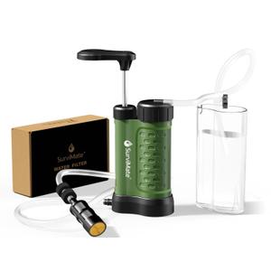SurviMate Water Purifier Survival Pump0.01 Micron 5-Stage Water Purifier SystemHand Pump Water Filter Portable Outdoor EmergencyCamping, Hiking, Backpacking