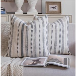 Cethom Grey Boho Throw Pillow Covers 20x20 Inch Set of 2, Stripe Textured Decorative Couch Pillow Cases for Bed, Sofa, Living Room, Bedroom, Farmhouse Home Accent Cushion Covers