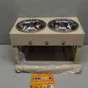 Elevated Dog Bowls with Mat, Raised Dog Food Bowl Stand with 2 Stainless Steel Bowls, 5 Height Adjustable (3.1", 9", 10", 11", 12") Non-Slip Feeder Set for Medium and Large Dogs  Apricot