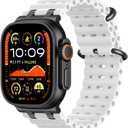 Ocean Sport Bands Compatible with Apple Watch Ultra 2/Ultra Band 49mm 46mm 45mm 44mm 42mm for Men Women, Metal Connector with Breathable Silicone Waterproof Strap for iWatch Series 10 9 8 7 SE 6 5 4 3