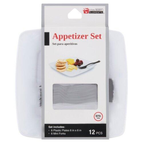 Culinary Elements 12-count Appetizer Set with 6 Mini Forks and 6 Plastic Plates 6" x 6"