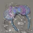 Mermaid Mouse Ears Headband for Women, Purple Scallop Mouse Ears Sequin Bows Headband Mouse Ears for Adult Park Ears