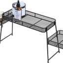 MyGift Over the Sink Shelf Black Metal Organizer Rack, 3 Tiered Bathroom or Kitchen Sink Storage Display Caddy