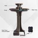 XBrand 28" Solar Powered 1-Tier Outdoor Bird Bath Water Fountain, Resin Fountain with Solar Panel Pump, Brown