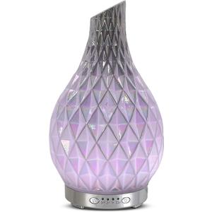 MAXWINER Essential Oil Diffuser Handmade Art Glass Aromatherapy Ultrasonic Humidifier with 7 Colors Lights Changing, Waterless Auto Shut-Off, Time Setting for Home, Office, Room 120ml (Diamond)