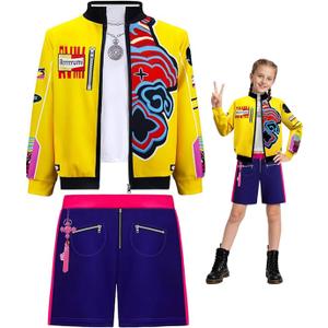 Girls Stage Outfit Pop Singers Dress Up Costume for 7-12 Years (130, Yellow)