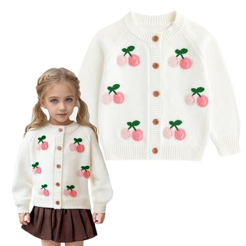 Simplee kids Baby Girl Knit Cardigan Sweater Cherry Cardigan Autumn Coat, Size: 3-6 Months