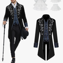 Men Medieval Steampunk Tailcoat Jacket Gothic Victorian Frock Coat Uniform Halloween Party Cosplay Gentleman Costumes