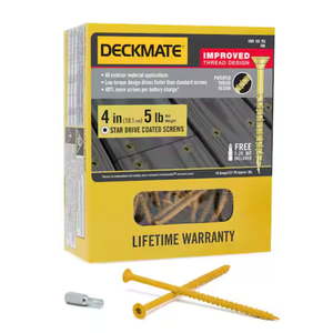 Deck Screws #10 x 4’’, T25 Star Torx Drive Flat Head Wood Screws, Tan, 5lb