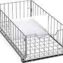 Simple Houseware Pull-Out Cabinet Sliding Basket Organizer, 17.2" D x 9.7" W x 5" H  Chrome Finished, Ideal for Kitchen and Bathroom Cabinet Storage, Under Sink or Pantry Organization